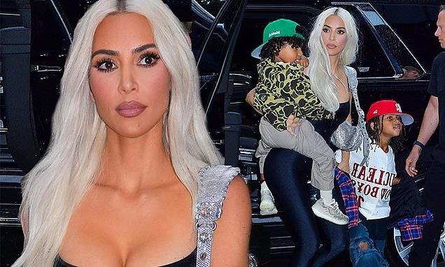 Kim Kardashian is a hands-on mom as she arrives at NYC hotel with sons