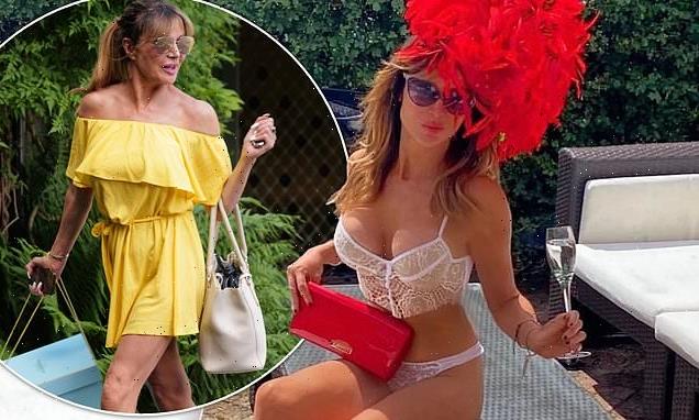 Lizzie Cundy strips down to lace lingerie to celebrate Ascot at home