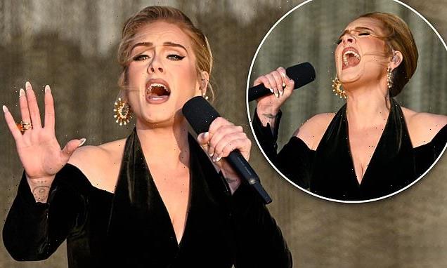 Adele is overcome with emotion as she takes to the stage in Hyde Park