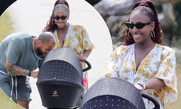 Alexandra Burke is seen for the first time with her baby