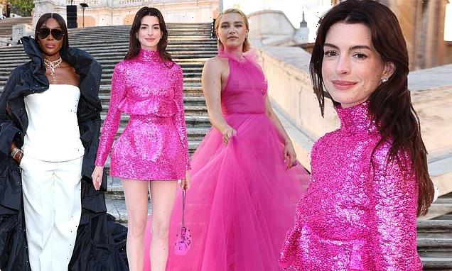 Anne Hathaway dazzles with Florence Pugh at Valentino fashion show