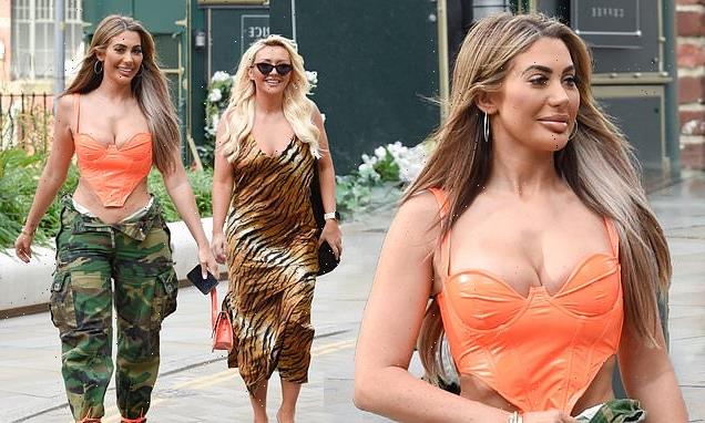 Chloe Ferry turns heads in a cleavage enhancing bustier in Manchester