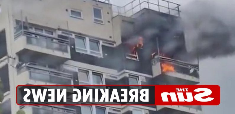 Horror fire rips through top-floor flat of tower block in East London | The Sun