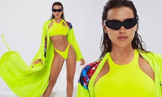 Irina Shayk flaunts bikini body in neon two-piece from Ivy Park