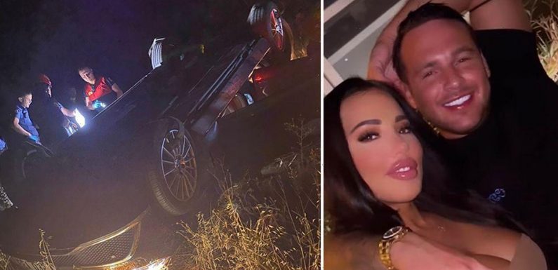 Jake McLean’s flipped car pictured after tragic crash with TOWIE’s Yaz Oukhellou