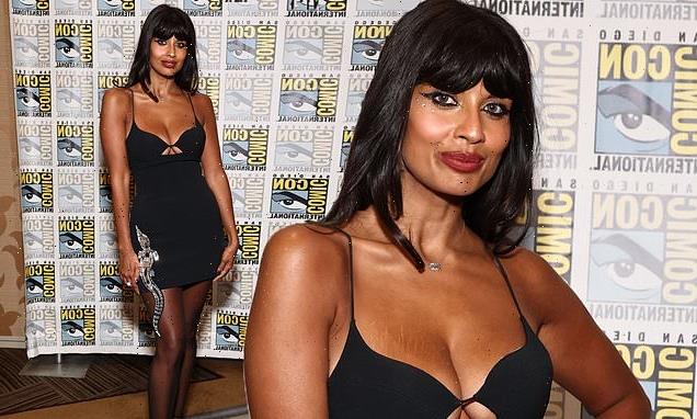 Jameela Jamil shows off her style credentials in busty black dress