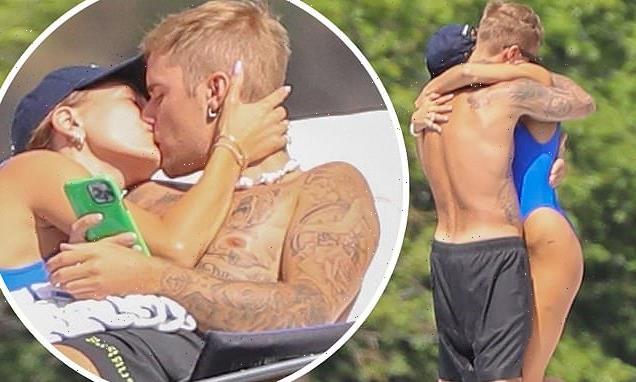 Justin and Hailey Bieber show loved-up display aboard a boat in Idaho