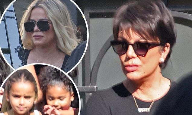 Khloe Kardashian and Kris Jenner arrive to a family holiday photoshoot