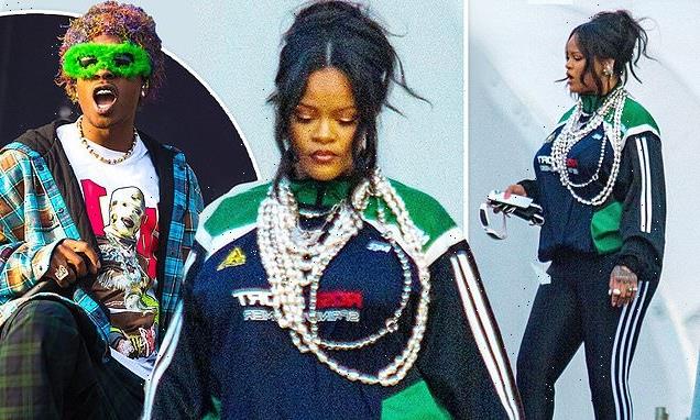 Rihanna slips into skintight leggings two months after giving birth