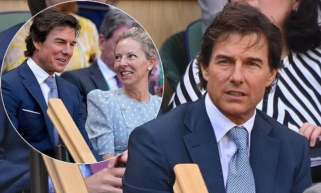 Tom Cruise dons a navy suit as he joins Heather McQuarrie at Wimbledon