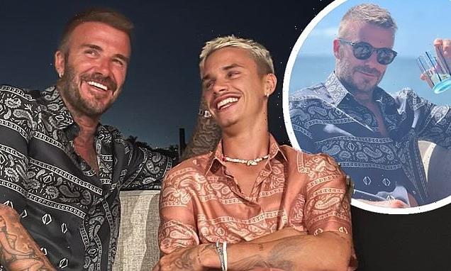 David Beckham and Romeo 'twin' in matching Dior co-ords