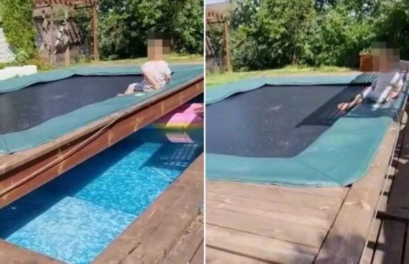 I built a trampoline OVER our pool to make a kids' paradise in the garden | The Sun