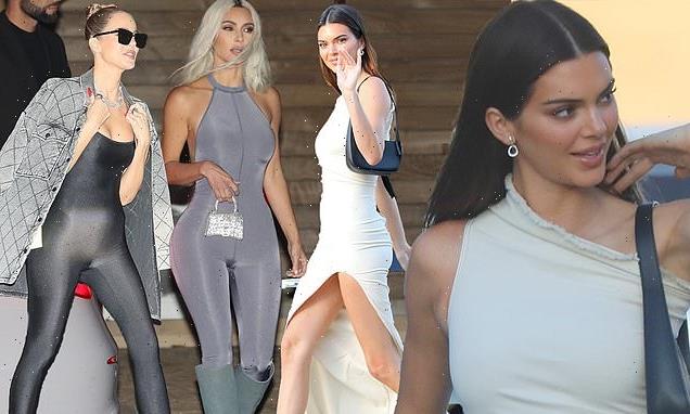 Kendall Jenner rocks a long white gown at an 818 Tequila party in LA
