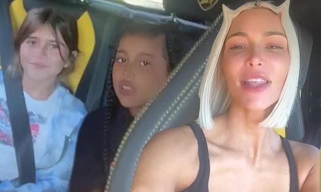 Kim Kardashian sings in the car with daughter North and niece Penelope