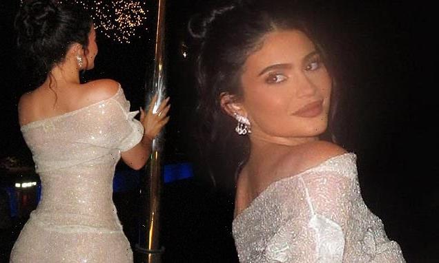 Kylie Jenner flaunts curves in a sparkly gown at 25th birthday bash