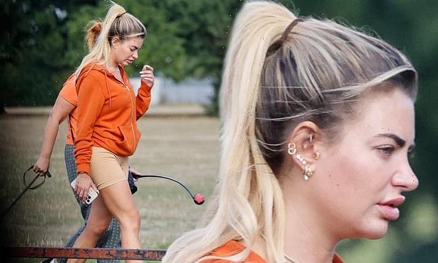 Megan Barton Hanson flaunts her toned legs in peach cycling shorts