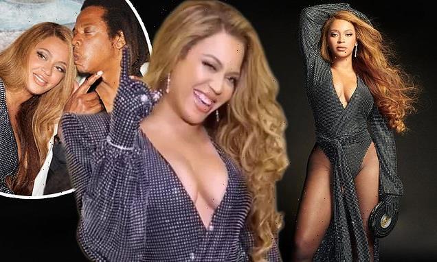 Number one! Beyonce dazzles in a plunging sparkling leotard