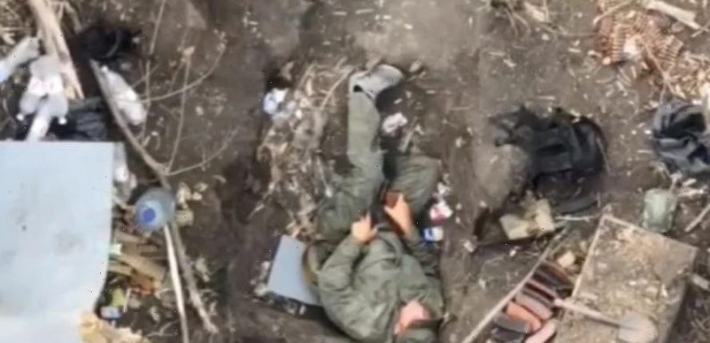 Watch as snoozing Russian soldier gets terrifying wake-up call when Ukrainian drone drops BOMB next to him | The Sun