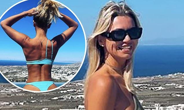 Christine McGuinness shows off her figure in a TINY blue bikini