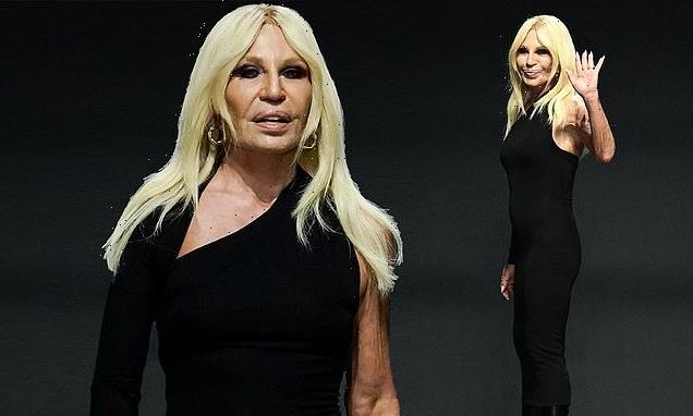 Donatella Versace showcases VERY smooth visage on the runway in Milan