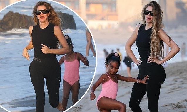 Khloe Kardashian shows off her physique during Malibu beach day