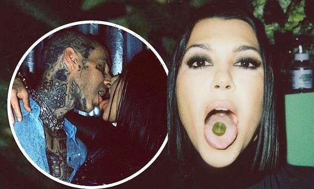 Kourtney Kardashian shares a steamy kiss with husband Travis Barker