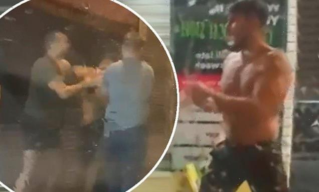 Moment shirtless Tommy Fury 'swings punches at his brother Roman'