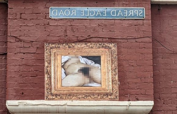Pranksters smear naked woman portrait across ‘Spread Eagle Road’ in city centre