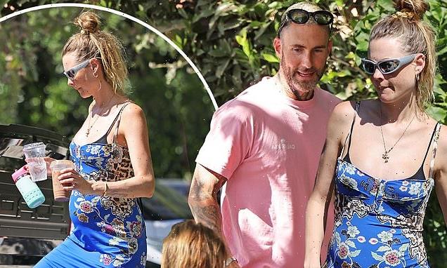 Surprise! Behati Prinsloo reveals baby bump while out with Adam Levine