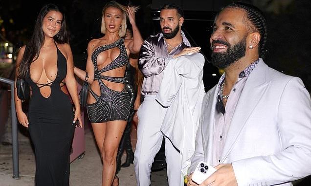 Drake cuts a sharp figure in lilac suit as he celebrates his birthday