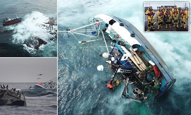 Dramatic moment boat capsizes in 'notorious' North Sea 'black spot'