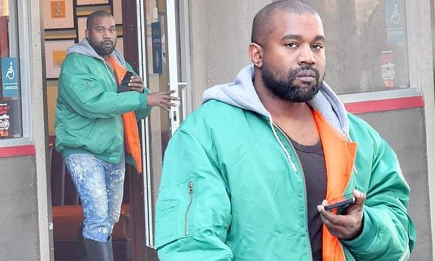 EXCL: Kanye West visits Denny's for breakfast after son's soccer game