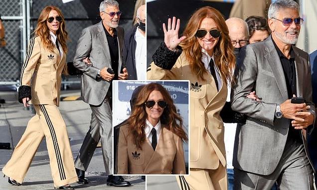 George Clooney and Julia Roberts wear suits to film Jimmy Kimmel Live