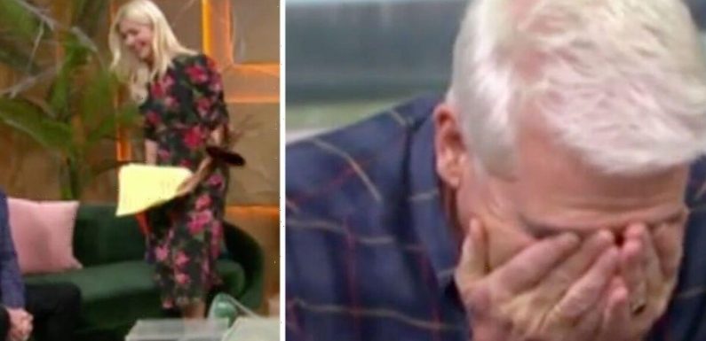 Holly Willoughby leaps from her chair after Phillip Schofield’s joke