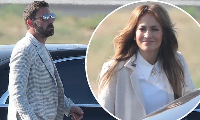 Jennifer Lopez is stylishly chic with Ben Affleck as they board a jet