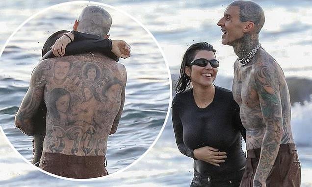 Kourtney Kardashian and Travis Barker recreate their beach proposal