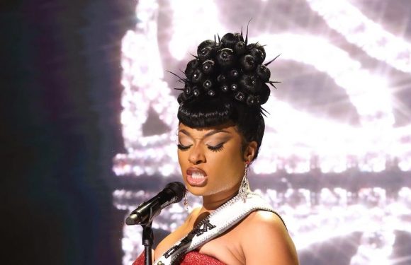 Megan Thee Stallion Goes From a Sheer Corset Dress to Cutout Cargo Pants on "SNL"