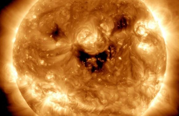 NASA observatory captures Sun “smiling” on camera