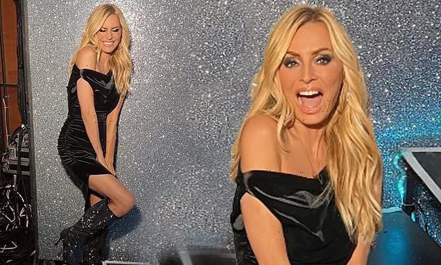 Tess Daly looks incredible in black velvet dress with shimmering boots