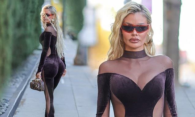 Chloe Sims dons a purple catsuit as she films £1m OnlyFans show in LA