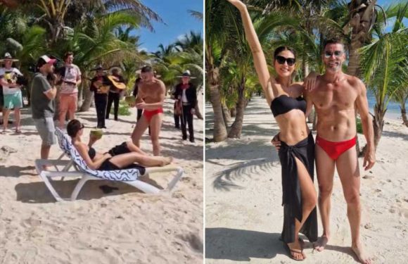 Emma Willis shows off incredible figure in black bikini as she poses with ripped Fred Sirieix in red speedos | The Sun