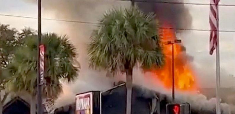 Fatal crash sees driver ram into fireworks shop sparking colourful explosion