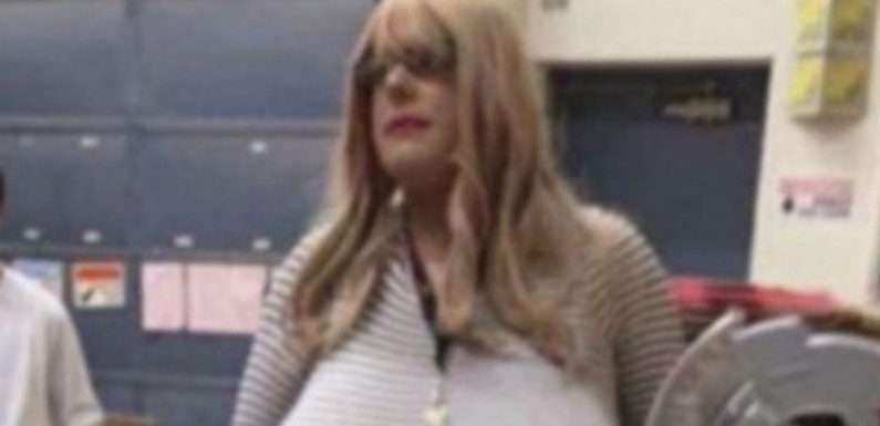 Trans teacher whose large fake breasts went viral goes skydiving with adult star