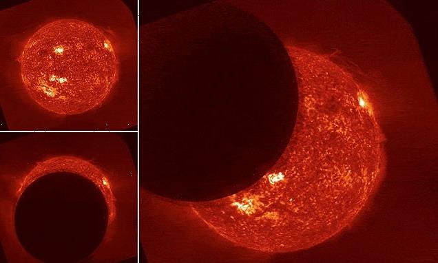 Video captures the moon photobombing the sun