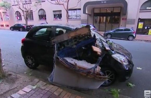 World’s unluckiest bloke gets back from shops to find sofa has crushed his car