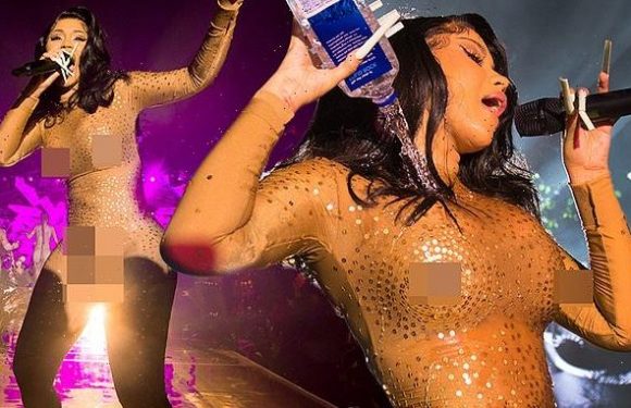 Cardi B fearlessly flaunts her curves sheer gold body suit in Miam