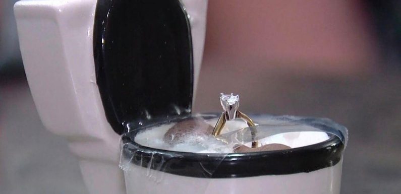 Couple’s missing engagement ring found stuck in U-bend of toilet 21 years later