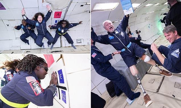 Disabled astronauts complete a zero-gravity flight 25000ft above Earth