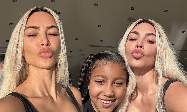 Kim Kardashian puckers up for selfies with daughter North West, nine