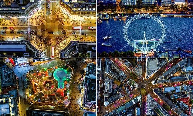 London lights up for Christmas as photographer takes snaps from above